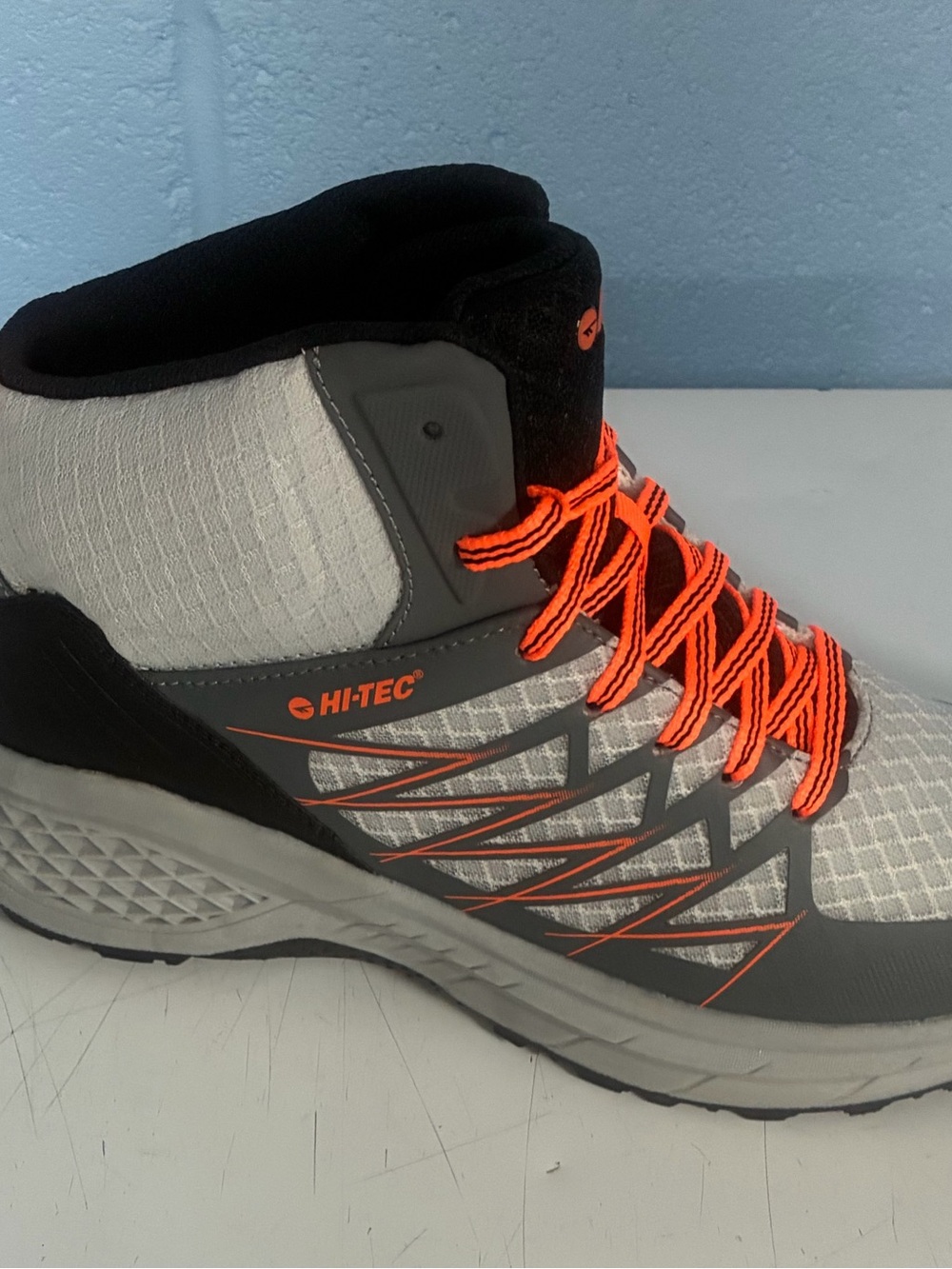Hi-Tec Men’s Gray and Neon Orange Athletic Trail Shoe